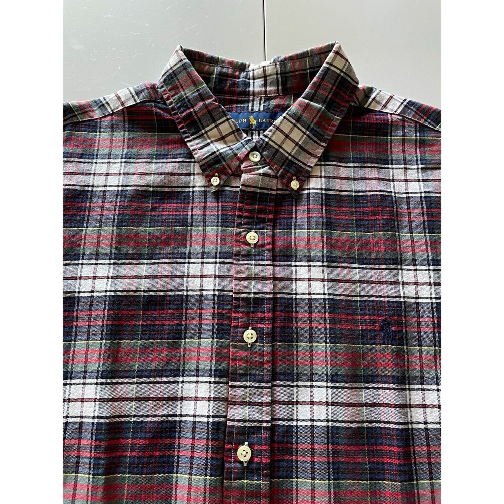 Ralph Lauren Classic Fit Plaid Button-Down Long Sleeve Woven Cotton Shirt XXL
